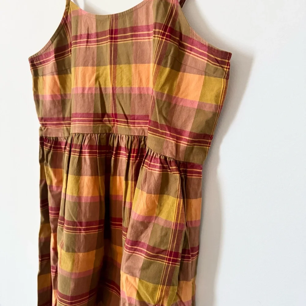 Madewell Plaid Babydoll Cami Dress Madras Spiced Olive M - Picture 7 of 12